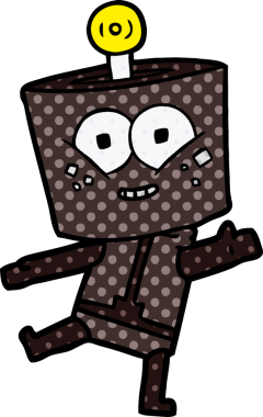 Bir insan tarafından çizilmiş mutlu robot çizimi