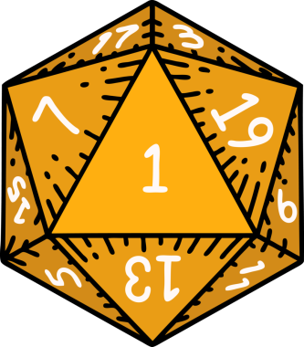 Retro Dövme Biçimi Doğal 1D20 zar bir insan tarafından çizildi