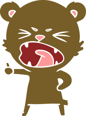 kızgın düz renkli çizgi film ayısı bir insan tarafından çizilmiş.