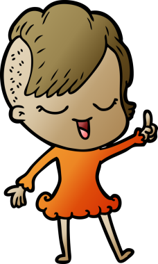 Bir insan tarafından çizilmiş mutlu çizgi film kızı.