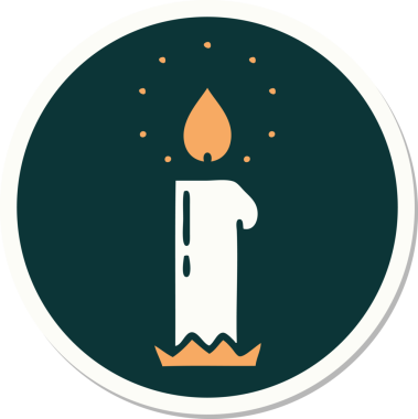 Bir insan tarafından çizilmiş geleneksel bir mum stiliyle dövme çıkartması.