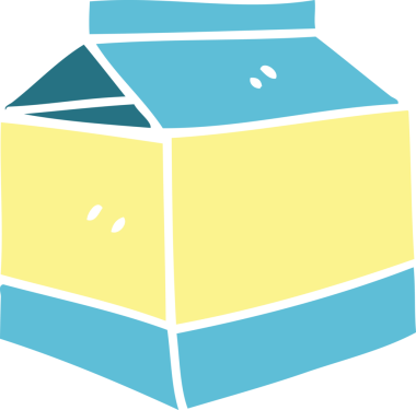 Bir insan tarafından çizilmiş tuhaf bir karton meyve suyu çizilmiş.