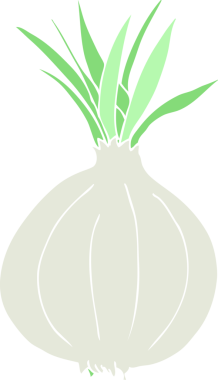 Bir insan tarafından çizilmiş soğanın düz renk çizimi