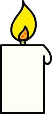 Bir insan tarafından çizilmiş çizgi roman tarzı yanan mum.