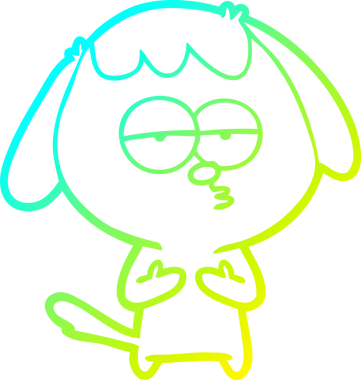 Bir insan tarafından çizilmiş ve sıkılmış bir köpeğin soğuk çizgi çizimi.