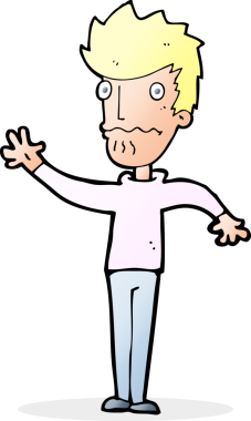 Çizgi film endişeli bir adam bir insan tarafından çizilmiş