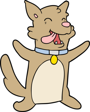 Bir insan tarafından çizilmiş mutlu bir köpek.