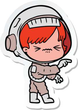 Bir insan tarafından çizilmiş kızgın bir uzay kızının çıkartması.