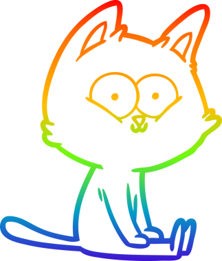 Gökkuşağı gradyan çizgi çizimi bir insan tarafından çizilmiş çizgi bir kedi