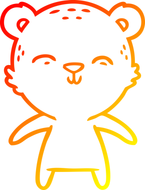 Bir insan tarafından çizilmiş mutlu çizgi film ayısının sıcak çizgi çizimi