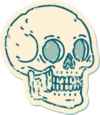 Bir insan tarafından çizilmiş bir kafatasının sembolik dövmeli görüntüsü.