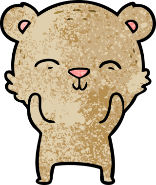 Bir insan tarafından çizilmiş mutlu çizgi film ayısı.