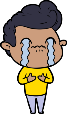 Bir insan tarafından çizilmiş ağlayan çizgi film adamı.