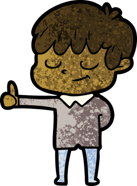 Bir insan tarafından çizilmiş mutlu çocuk çizgi filmi.