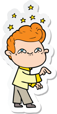 Bir insan tarafından çizilmiş heyecanlı bir adamın çıkartması.