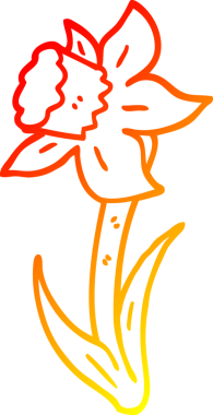 Bir insan tarafından çizilen nergis ağacının sıcak gradyan çizimi