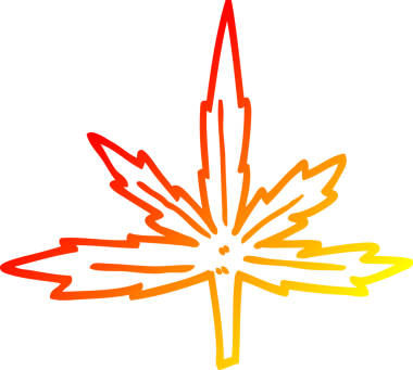 Bir insan tarafından çizilmiş bir marihuana yaprağının sıcak çizgi çizimi