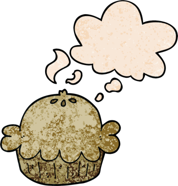 Bir insan tarafından çizilmiş grunge desenli düşünce baloncuklu çizgi film pastası.