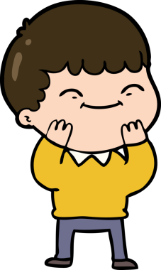 Bir insan tarafından çizilmiş mutlu çocuk çizgi filmi.