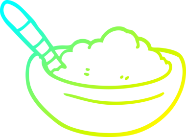 Bir insan tarafından çizilmiş Polenta tabağının soğuk gradyan çizimi.