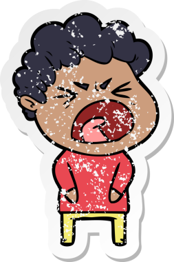 Bir insan tarafından çizilmiş öfkeli bir adamın sıkıntılı çıkartması.