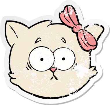 Bir insan tarafından çizilmiş endişeli bir kedi suratının sıkıntılı çıkartması.