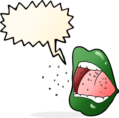 Bir insan tarafından çizilmiş konuşma baloncuğuyla hapşıran ağız.