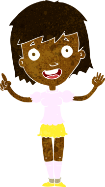 Bir insan tarafından çizilmiş çizgi film kadını.