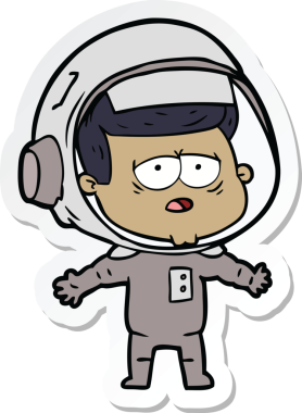 Bir insan tarafından çizilmiş yorgun bir astronotun çıkartması.