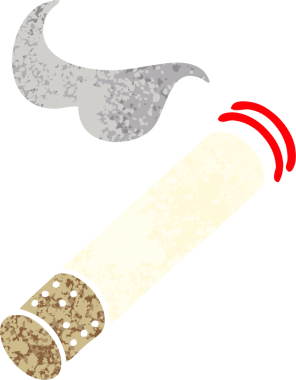 Bir insan tarafından çizilmiş sigara dumanının retro çizim tarzı karikatürü