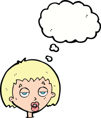 Bir insan tarafından çizilmiş bir düşünce balonuyla sıkılmış karikatür.