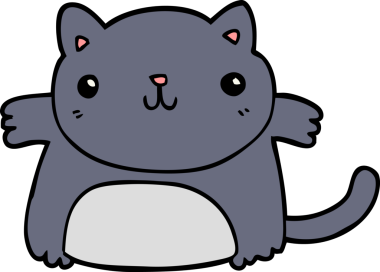 Bir insan tarafından çizilmiş çizgi film kedisi.