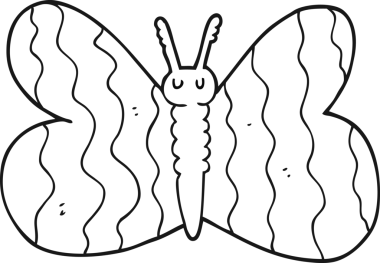 Bir insan tarafından çizilmiş siyah beyaz kelebek çizimi.