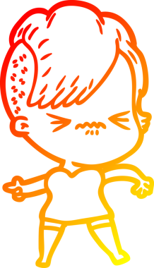 Bir insan tarafından çizilmiş, kızgın bir hipster kızın çizgi çizimi.