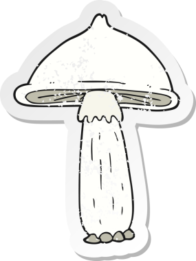 Bir insan tarafından çizilmiş karikatür mantarının gerilmiş yapıştırması.