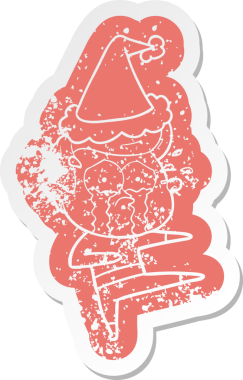 Bir insan tarafından çizilmiş Noel Baba şapkası giymiş ağlayan bir dansçının garip bir karikatürü.
