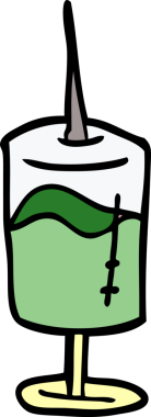 Bir insan tarafından çizilmiş tıbbi şırınga.