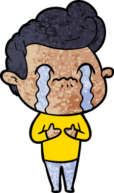 Bir insan tarafından çizilmiş ağlayan çizgi film adamı.