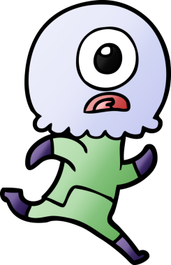 Çizgi film Tepegöz uzaylı uzay adamı bir insan tarafından çiziliyor.