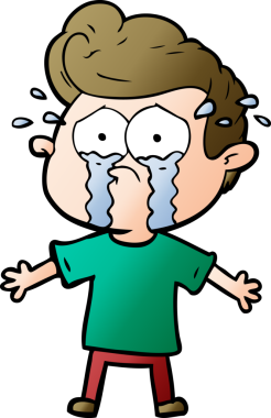 Bir insan tarafından çizilmiş ağlayan bir karikatür.