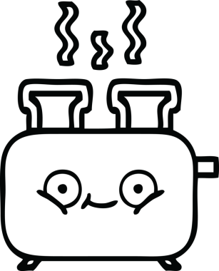 Bir insan tarafından çizilmiş bir tost makinesinin çizgi çizimi
