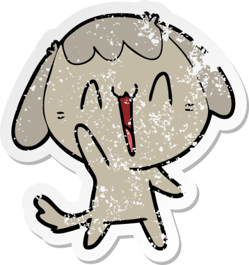 Bir insan tarafından çizilmiş şirin bir köpeğin sıkıntılı çıkartması.