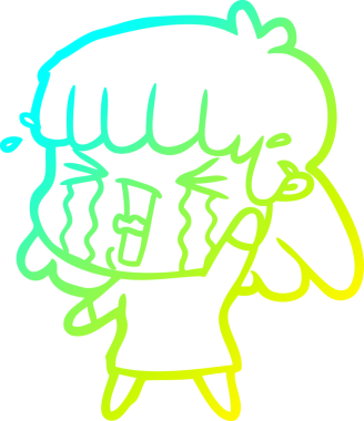 Bir insan tarafından çizilmiş göz yaşları içinde bir çizgi film kadını çizimi.