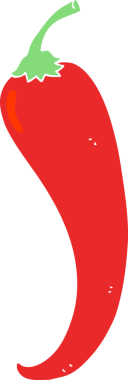 Bir insan tarafından çizilmiş kırmızı biberin düz renk çizimi
