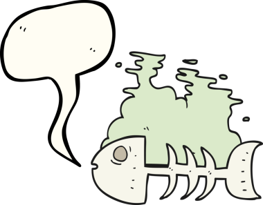 Bir insan tarafından çizilmiş serbest konuşma balonu karikatürü balık kemikleri