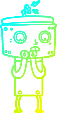 Bir insan tarafından çizilmiş bir çizgi film robotunun soğuk eğim çizgisi.