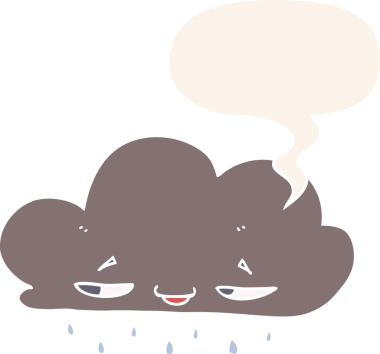 bir insan tarafından çizilmiş eski tarz konuşma baloncuğu ile çizgi film yağmur bulutu