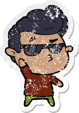 Bir insan tarafından çizilmiş havalı bir adamın sıkıntılı çıkartması.