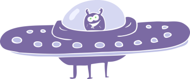 Bir insan tarafından çizilen uçan dairenin düz renk çizimi