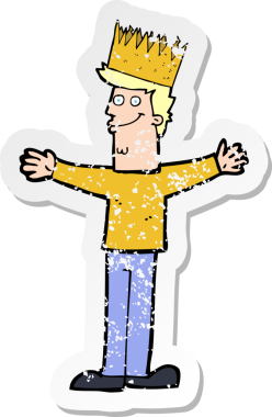 Bir insan tarafından çizilmiş taç giyen karikatürist çıkartması.